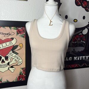 Raw Hem Detail Ribbed Crop Top